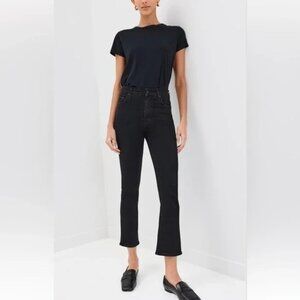 MOTHER The Insider Crop Black High Waisted Jeans Size 23